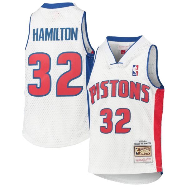 Richard Hamilton Detroit Pistons Mitchell & Ness Youth 2003/04 Hardwood Classics Swingman Jersey - White - Image 2