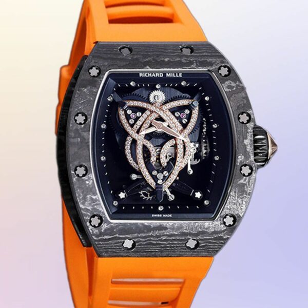 Richard Mille RM 019-003 Orange Rubber Strap Automatic Men Watch - Image 4