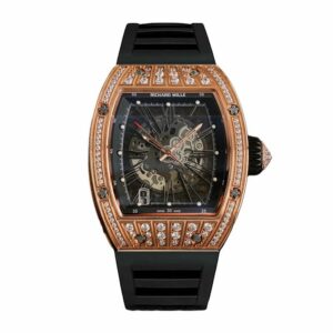 Richard Mille RM 023 Rose Gold Diamond Black Strap Watch