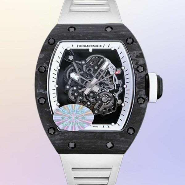 Richard Mille RM 055 Tourbillon Carbon TPT White Straps Watch - Image 2