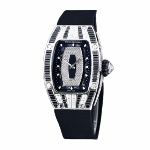 Richard Mille RM 07-01 Automatic Ladies Black With Diamonds Dial Stainless Steel Black Rubber Band Watch