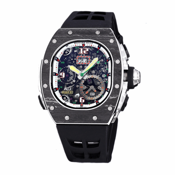 Richard Mille RM 62-01 Automatic Men Watch Black Rubber Band Carbon Fiber