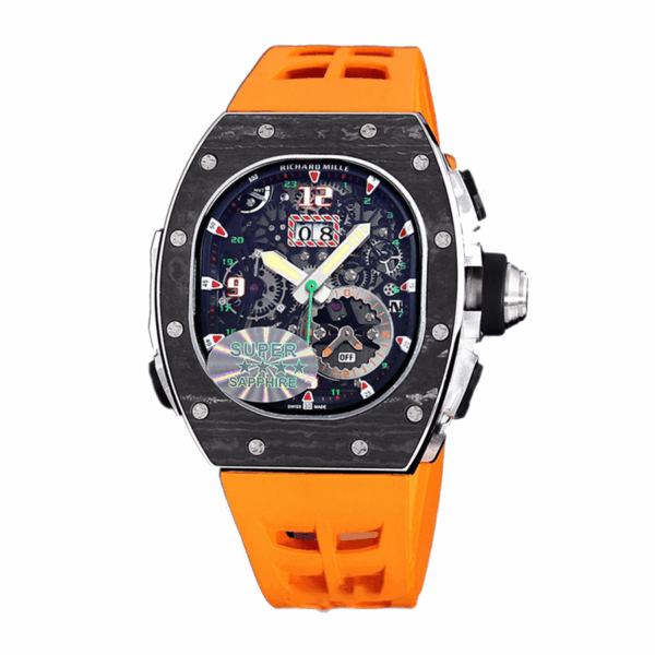 Richard Mille RM 62-01 Automatic Men Watch Black Rubber Band Carbon Fiber