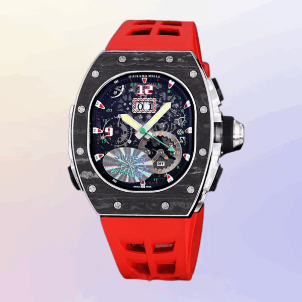 Richard Mille RM 62-01 Automatic Men Watch Black Rubber Band Carbon Fiber - Image 3