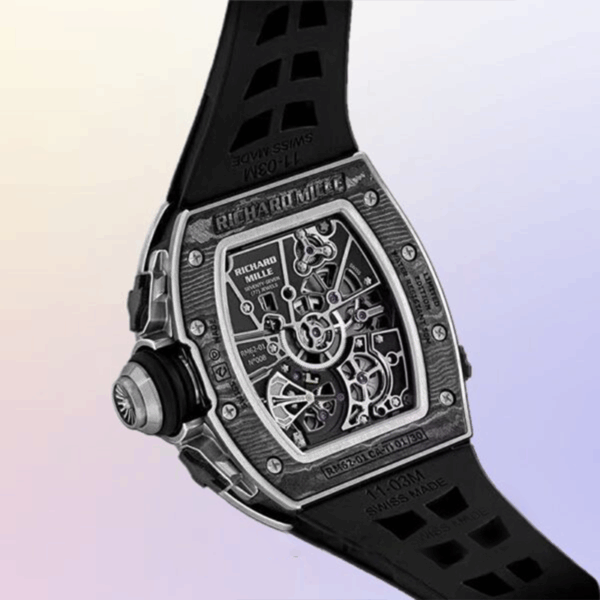 Richard Mille RM 62-01 Automatic Men Watch Black Rubber Band Carbon Fiber - Image 3
