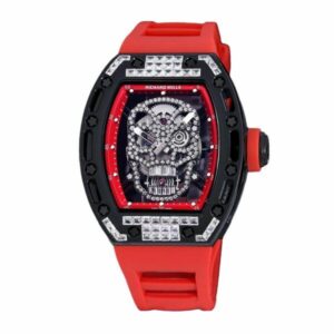 Richard Mille RM052 Around 50 42mm Men RM052-001 Diamonds Skull Dial Black Red Watch