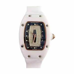 Richard Mille RM07 Ladies Ceramic Black & Diamonds Dial White Strap Watch