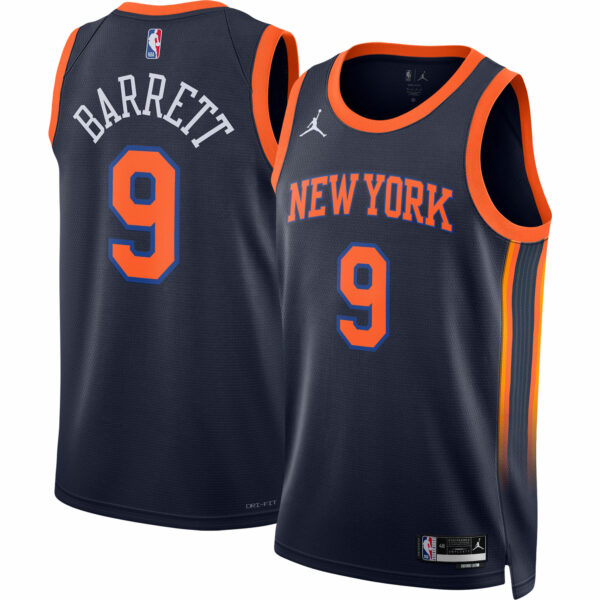 RJ Barrett New York Knicks Jordan Brand Unisex Swingman Jersey - Statement Edition - Navy - Image 2
