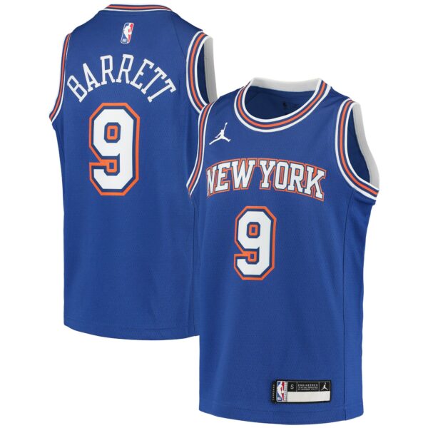 RJ Barrett New York Knicks Jordan Brand Youth 2020/21 Swingman Player Jersey - Statement Edition - Blue - Image 2