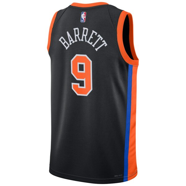 RJ Barrett New York Knicks Nike Unisex 2022/23 Swingman Jersey - City Edition - Black - Image 4