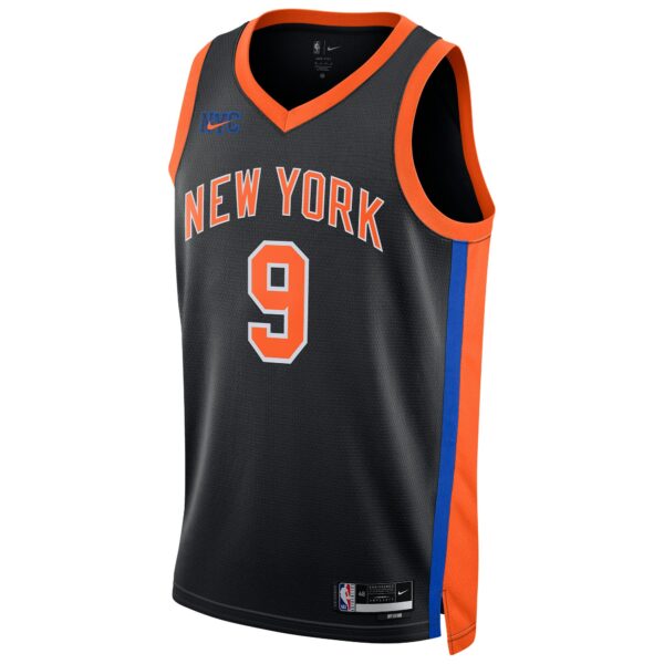 RJ Barrett New York Knicks Nike Unisex 2022/23 Swingman Jersey - City Edition - Black - Image 3