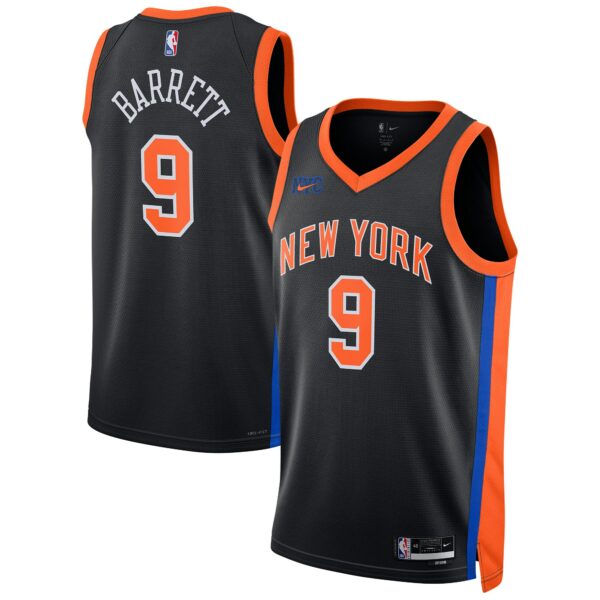 RJ Barrett New York Knicks Nike Unisex 2022/23 Swingman Jersey - City Edition - Black - Image 2