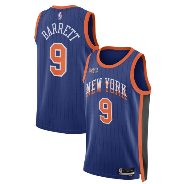 RJ Barrett New York Knicks Nike Unisex 2023/24 Swingman Jersey - Blue - City Edition - Image 2