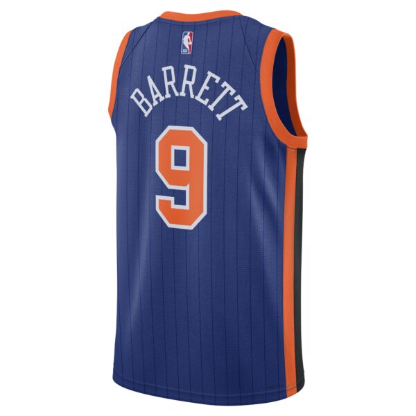 RJ Barrett New York Knicks Nike Unisex 2023/24 Swingman Jersey - Blue - City Edition - Image 4
