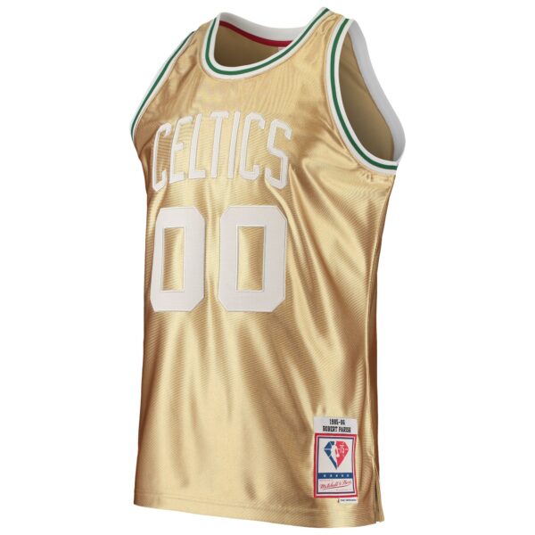 Robert Parish Boston Celtics Mitchell & Ness 75th Anniversary 1985/86 Hardwood Classics Swingman Jersey - Gold - Image 3