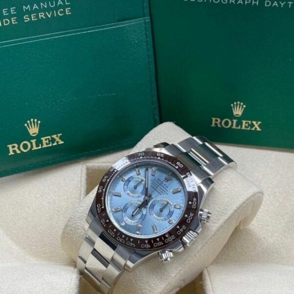Rolex Cosmograph Daytona 40Mm Platinum Oyster Ice Blue Dial 116506 Watch - Image 4