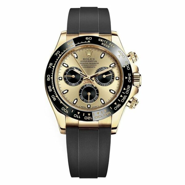 Rolex Cosmograph Daytona Champagne Black Oysterflex Yellow Gold Mens Watch 116518Ln