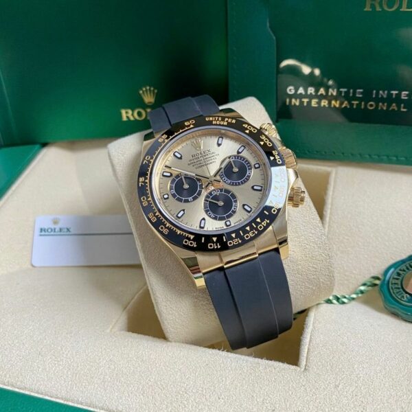 Rolex Cosmograph Daytona Champagne Black Oysterflex Yellow Gold Mens Watch 116518Ln - Image 6