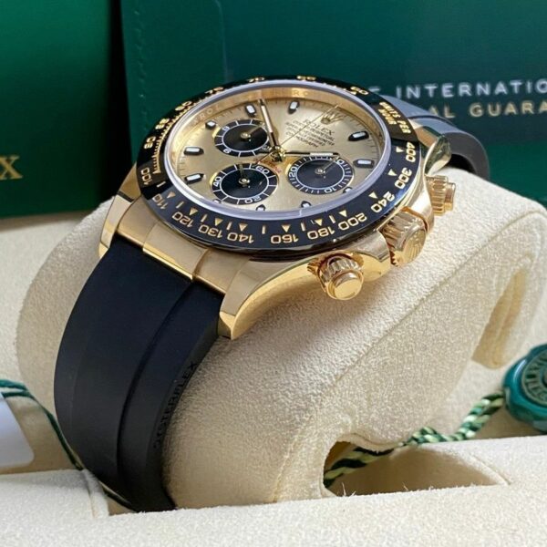 Rolex Cosmograph Daytona Champagne Black Oysterflex Yellow Gold Mens Watch 116518Ln - Image 4