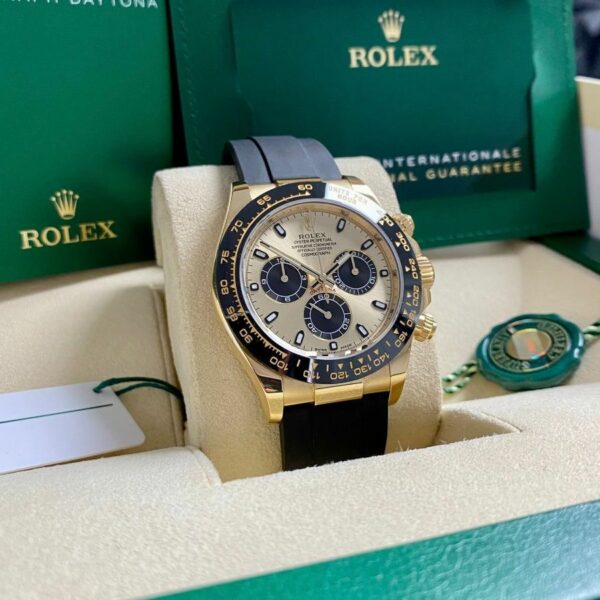 Rolex Cosmograph Daytona Champagne Black Oysterflex Yellow Gold Mens Watch 116518Ln - Image 7