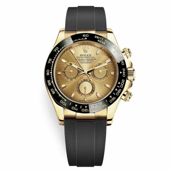 Rolex Cosmograph Daytona Champagne Dial Oysterflex Yellow Gold Mens Watch 116518Ln