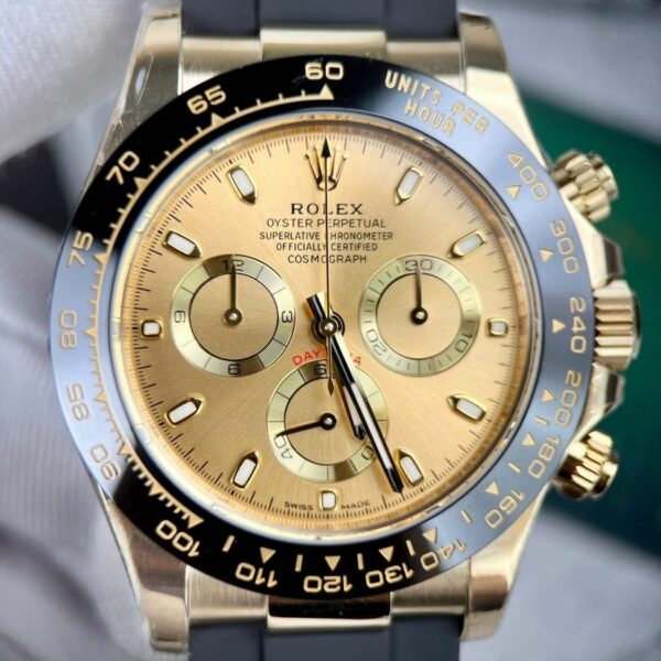 Rolex Cosmograph Daytona Champagne Dial Oysterflex Yellow Gold Mens Watch 116518Ln - Image 2