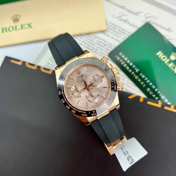 Rolex Cosmograph Daytona Pink Baguette Oysterflex Everose Gold 40Mm Mens Watch 116515Ln - Image 7