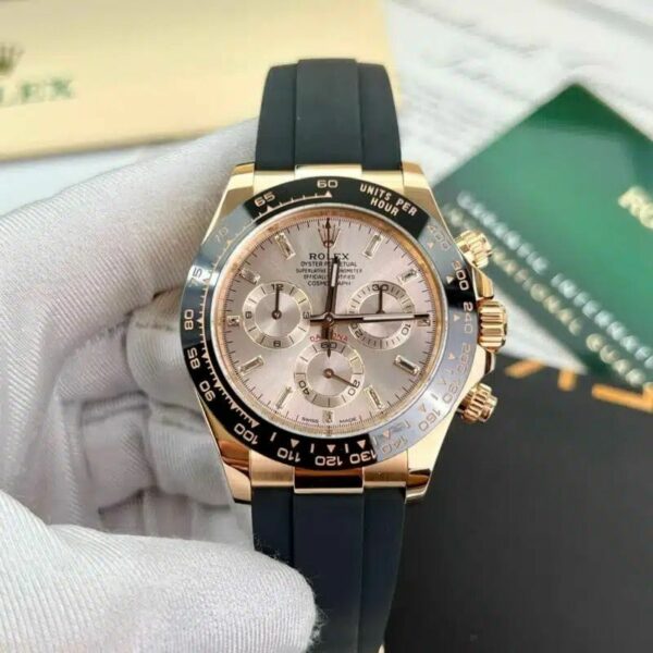 Rolex Cosmograph Daytona Pink Baguette Oysterflex Everose Gold 40Mm Mens Watch 116515Ln - Image 10