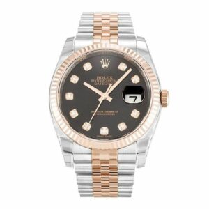 Rolex Datejust 36 Black Diamond Dial Automatic Mens Steel and 18kt Everose Gold Jubilee Watch 126231BKDJ