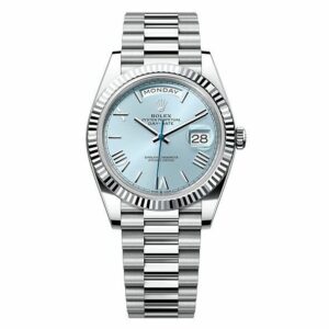 ROLEX DAY-DATE 40 PLATINUM ICE BLUE ROMAN DIAL 228236 Watch