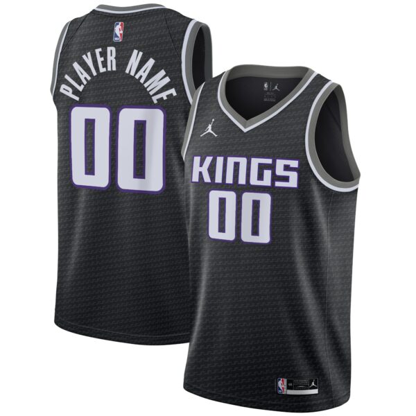 Sacramento Kings Jordan Brand Swingman Custom Jersey - Statement Edition - Black - Image 2