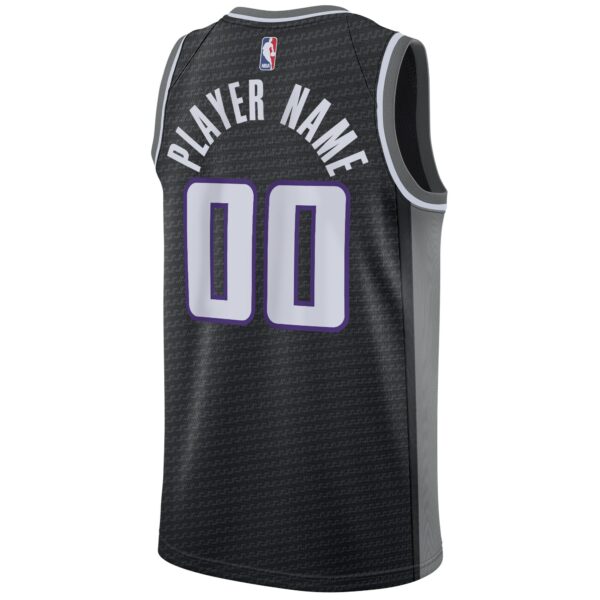 Sacramento Kings Jordan Brand Swingman Custom Jersey - Statement Edition - Black - Image 4