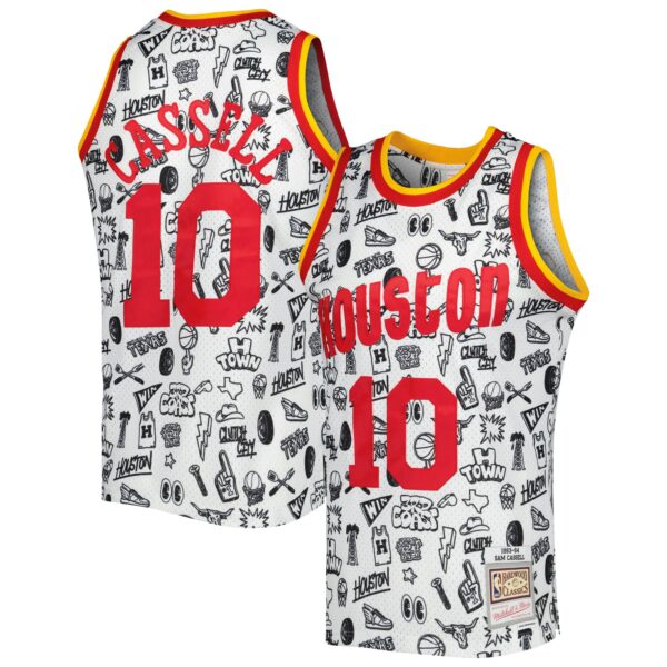Sam Cassell Houston Rockets Mitchell & Ness 1993/94 Hardwood Classics Doodle Swingman Jersey - White - Image 2