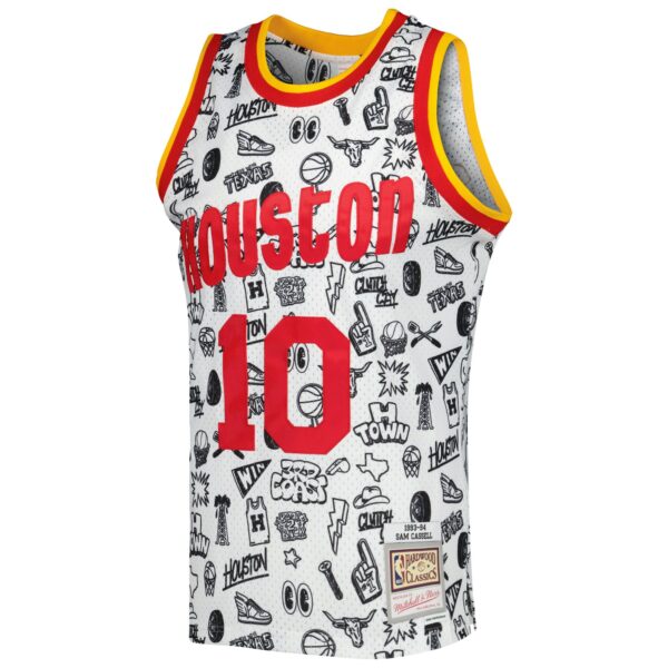 Sam Cassell Houston Rockets Mitchell & Ness 1993/94 Hardwood Classics Doodle Swingman Jersey - White - Image 3