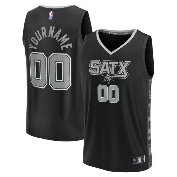 San Antonio Spurs Fanatics  Fast Break Custom Replica Jersey - Black - Statement Edition - Image 2