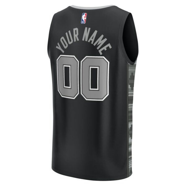 San Antonio Spurs Fanatics Youth Fast Break Replica Custom Jersey - Statement Edition - Black - Image 4