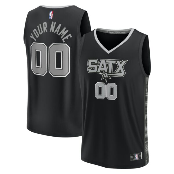 San Antonio Spurs Fanatics Youth Fast Break Replica Custom Jersey - Statement Edition - Black - Image 2