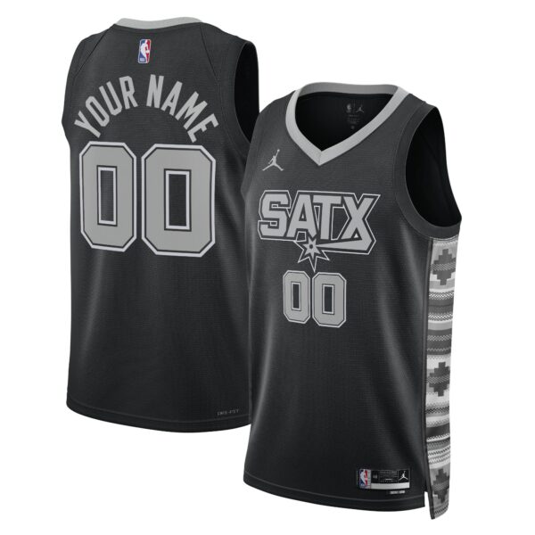 San Antonio Spurs Jordan Brand Unisex 2022/23 Swingman Custom Jersey - Statement Edition - Black - Image 2
