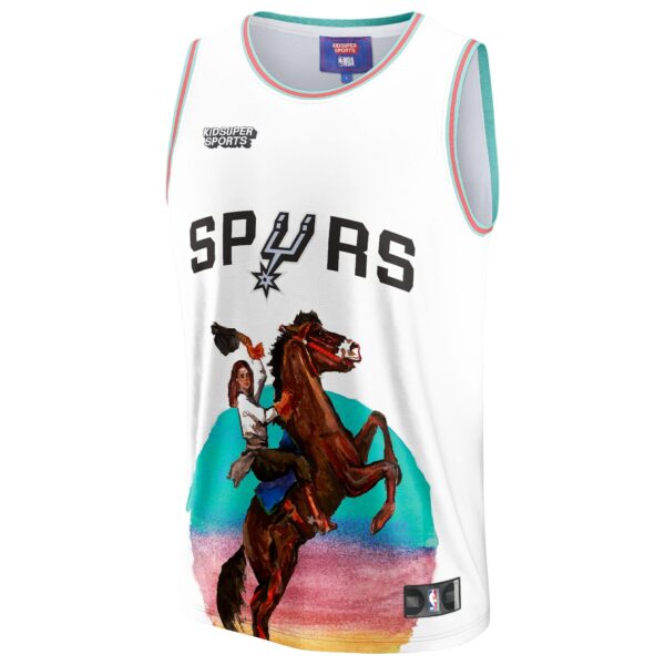 San Antonio Spurs NBA & KidSuper Studios by Fanatics Unisex Hometown Jersey - White - Image 3