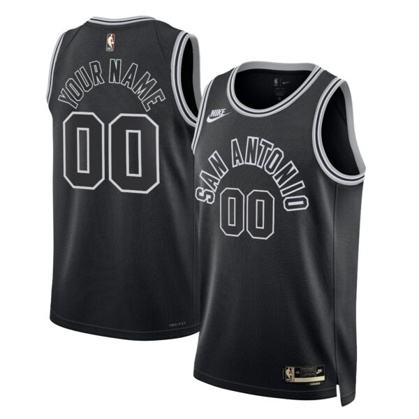 San Antonio Spurs Nike Unisex 2022/23 Custom Swingman Jersey - Classic Edition - Black - Image 2