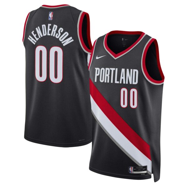 Scoot Henderson Portland Trail Blazers Nike Unisex 2023 NBA Draft Swingman Jersey - Icon Edition - Black - Image 2