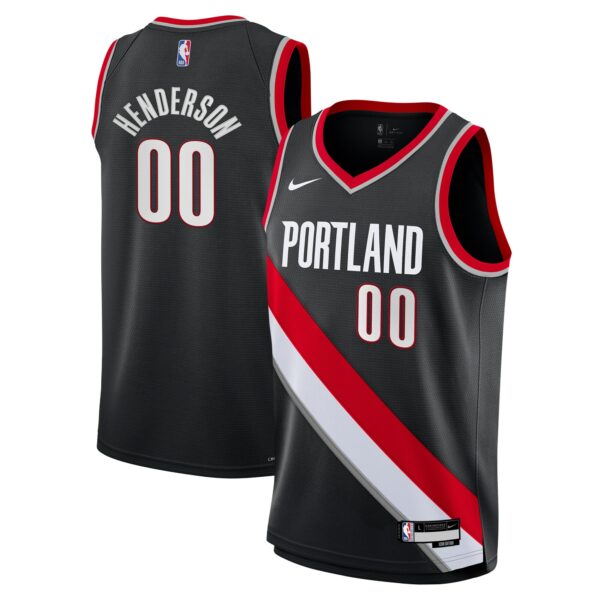 Scoot Henderson Portland Trail Blazers Nike Youth Swingman Jersey - Icon Edition - Black - Image 2