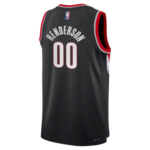 Scoot Henderson Portland Trail Blazers Nike Youth Swingman Jersey - Icon Edition - Black - Image 4