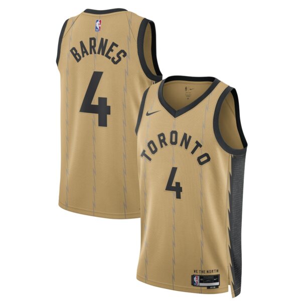 Scottie Barnes Toronto Raptors Nike Unisex 2023/24 Swingman Jersey - Gold - City Edition - Image 2