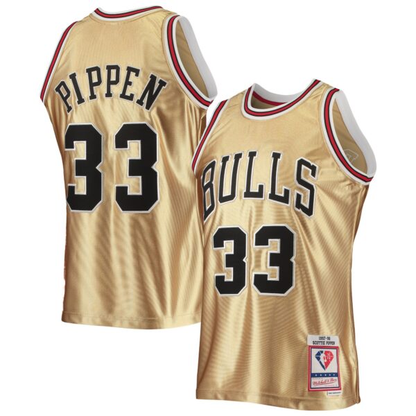 Scottie Pippen Chicago Bulls Mitchell & Ness 75th Anniversary 1997/98 Hardwood Classics Swingman Jersey - Gold - Image 2