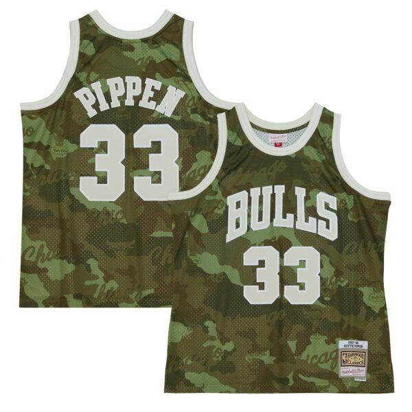 Scottie Pippen Chicago Bulls Mitchell & Ness Hardwood Classics 1997/98 Ghost Green Swingman Jersey - Camo - Image 2