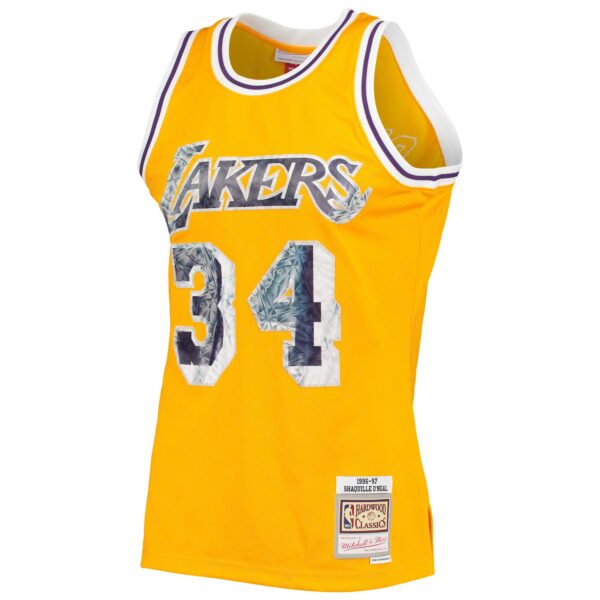 Shaquille O'Neal Los Angeles Lakers Mitchell & Ness 1996-97 Hardwood Classics NBA 75th Anniversary Diamond Swingman Jersey - Gold - Image 3