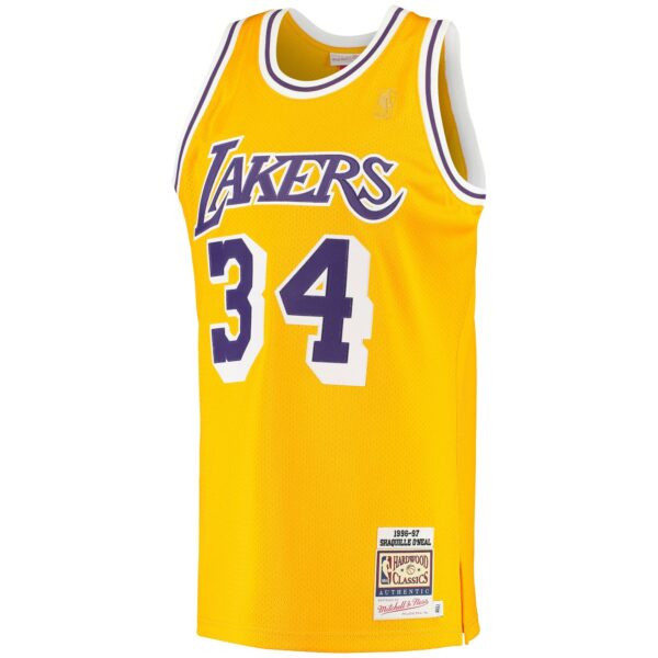 Shaquille O'Neal Los Angeles Lakers Mitchell & Ness 1996/97 Hardwood Classics Authentic Jersey - Gold - Image 3