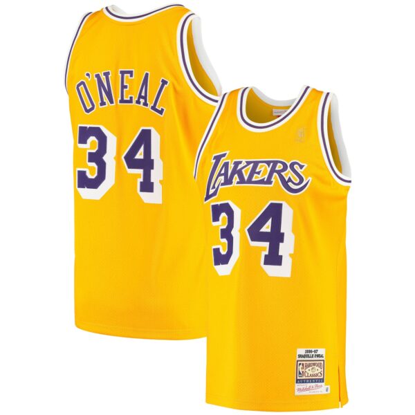 Shaquille O'Neal Los Angeles Lakers Mitchell & Ness 1996/97 Hardwood Classics Authentic Jersey - Gold - Image 2
