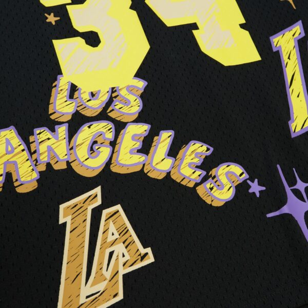 Shaquille O'Neal Los Angeles Lakers Mitchell & Ness 1996/97 Swingman Sidewalk Sketch Jersey - Black - Image 5